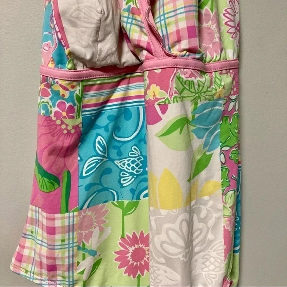 Lilly Pulitzer patchwork  scalloped v neck one piece swimsuit - Picture 3 of 7